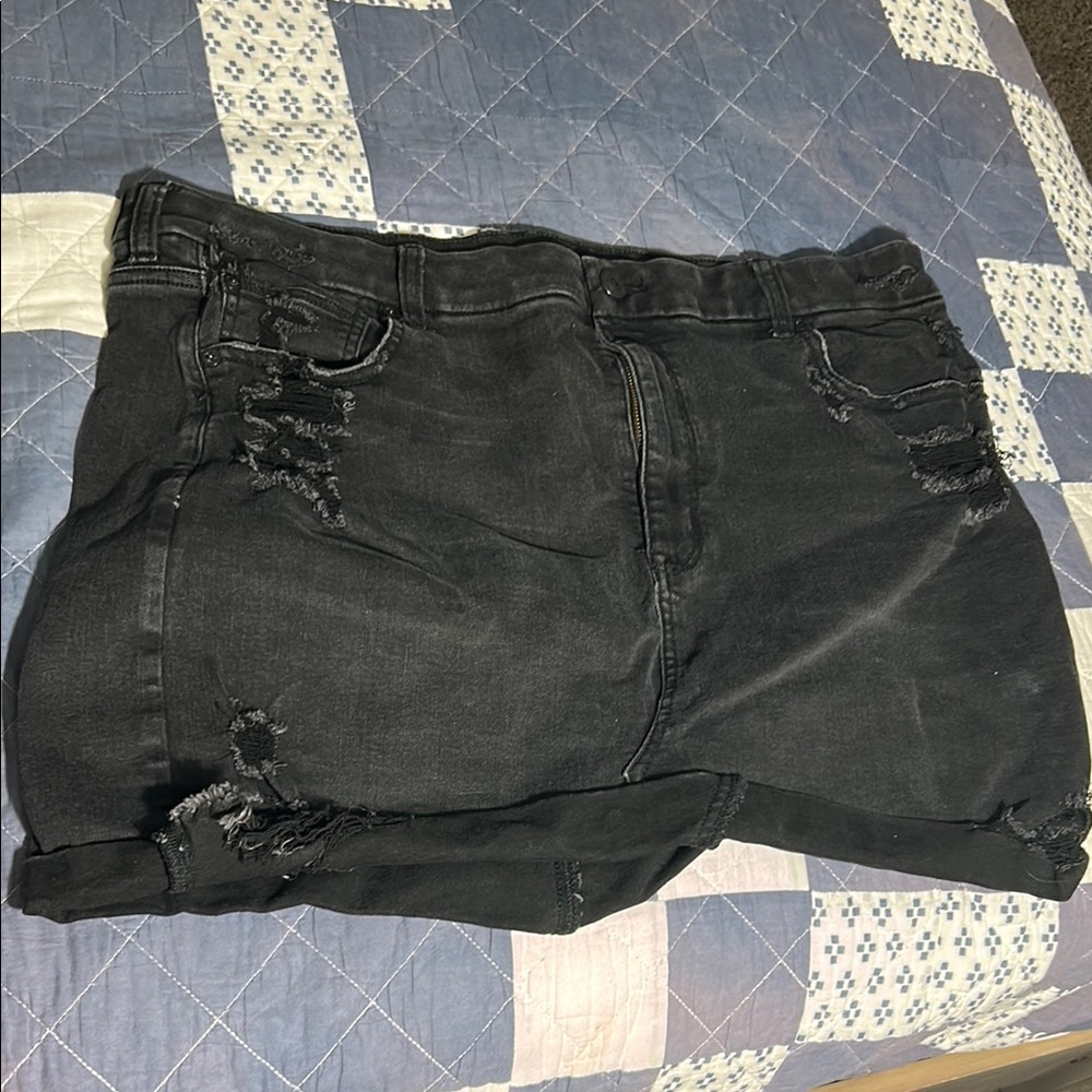 American Eagle Black Distressed Jean Shorts